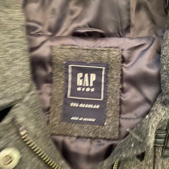 Gap Kids Wool-blend Grey Trendy Jacket, Faux Fur Hood -RARE! Sz XXL - Picture 4 of 4